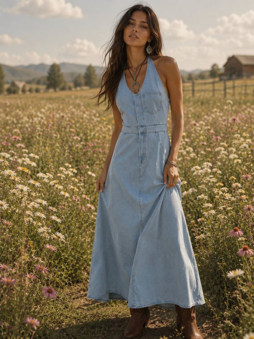 Universal Thread Denim Maxi Dress - Light Wash